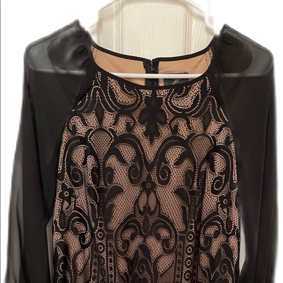 Adrianna Papell Size 6 Dress, Black with a cream color underneath lace, business - Picture 1 of 9